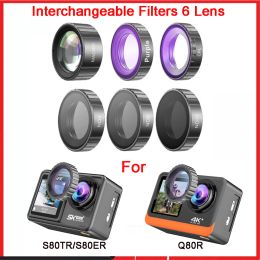 Cameras Filtres interchangeables 6 lentilles incluent / cpl (polarisation) / puple / macro / nd4 / nd8 / nd16 filtre pour la caméra sportive S80tr Q80r