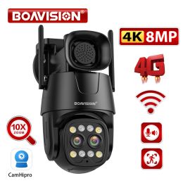 Camera's IP Camera WiFi/4G Sim Card PTZ 4MP 8MP Dual Lens 2,8 mm8mm 10x Zoom Outdoor AI Human Tracking Color Night Vision Security Camera