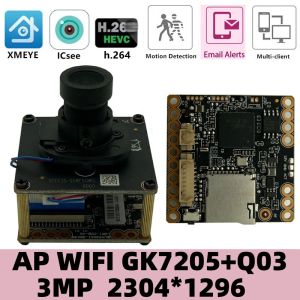 Camera's ip wifi draadloze cameramodulebord m12 lens irc 3mp gk7205+q03 2304*1296 twoway audio 8128G sd card p2p cms xmeye rtsp