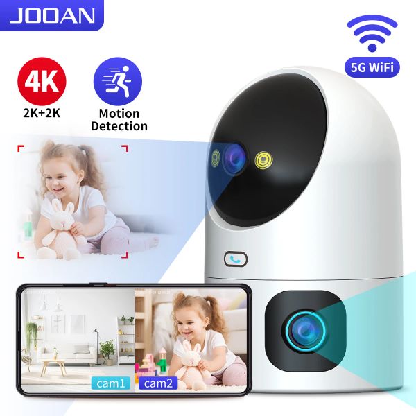 Cameras JOOAN 4K 3MP PTZ IP Camera 5G WiFi Double Lens Camera Home Color Night CCTV Surveillance Caméra Auto Tracking Smart Baby Monitor