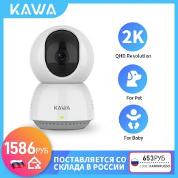 Cameras Kawa 2k IP Camera WiFi survivante Caméras 360 ° Smart Home Alexa Wireless Indoor Security Petbaby Track Monitor Voir par mobile