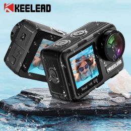 Caméras Keelead Action Caméra 4k 60fps avec télécommande à double écran APACER CAME CAME CAME CAME DRIVOR EIS WIFI WEBCAM K80 CAM