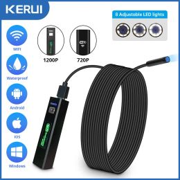 Caméras Kerui 1200p Endoscope WiFi Camera Inspection Inspection Snake Mini Caméra USB BORESOPE pour la voiture pour iPhone Android Smartphone