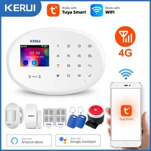 Camera's Kerui Tuya Wifi Gsm 4g Smart Home Security Alarmsysteem Rfid-app Draadloze sirene Sensordetector Ip-camera Alarmsysteem