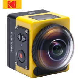 Caméras Kodak Panoramic Action Camera SP360 degrés HD 4K 1080p AntiSHake imperméable Pamét submersible Caméra Vidéo
