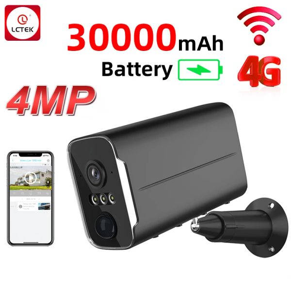 Caméras LCLCTEK 4G SIM Batterie Spotlight de sécurité Propulte Caméra WiFi 4MP Camera à lumière de pir