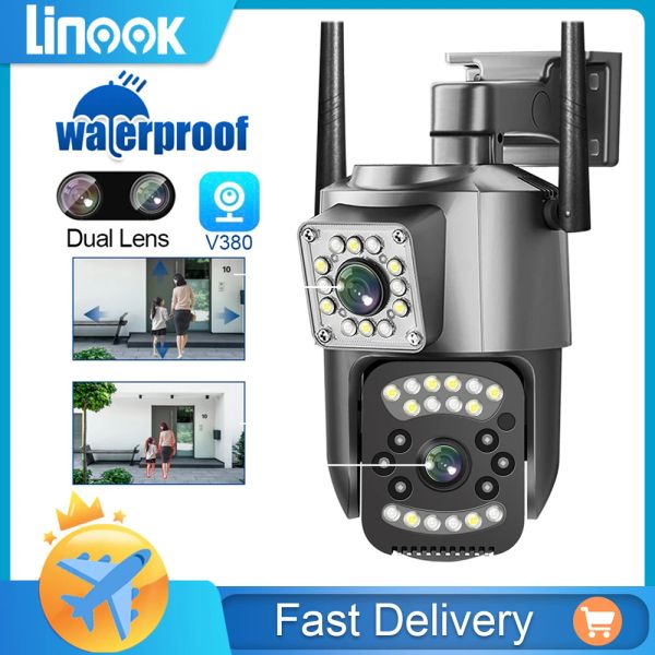 Cameras Linook V380 Pro 4G Carte SIM CACTV CAME CAME WIFI 4K 8MP, Caméra de surveillance extérieure sans fil, Caméra de sécurité IP