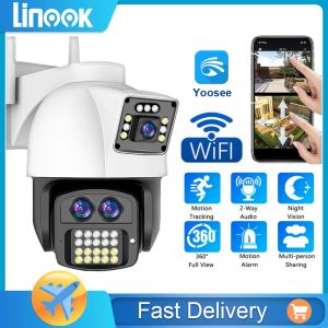 Camera's Linook Yoee Dual Lens 9MP 4K, CCTV Wireless Outdoor Camera, WiFi Home CCTV -aangesloten telefoon, IP -beveiligingscamera, mobiele tracking