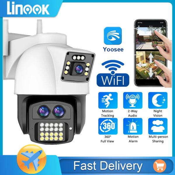 Cámaras Linoose Yoosee Dual Lente 9MP 4K, CCTV Wireless Outdoor Outdoor, WiFi Home CCTV Connected Teléfono, cámara de seguridad IP, seguimiento móvil