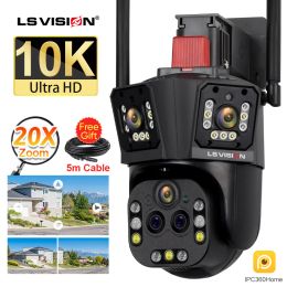 Cameras LS Vision 10k 20X Zoom Outdoor WiFi Camera 6K PTZ Five Lens Three Screen Time Talk Talk IP66 IP66 AUTO AUTO CAME CCTV