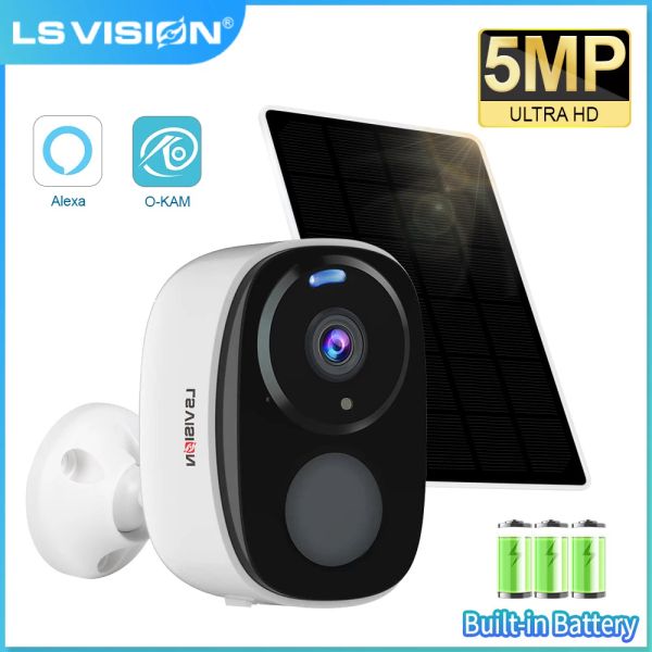 Cameras LS Vision 2K WiFi Camera sans fil sans fil de batterie solaire PIR PIR Spotlight bidirectionnel