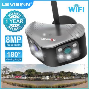 Cameras LS Vision 4K 8MP WiFi Double Lens Panoramic CCTV Camera 180 ° Angle de vue de large