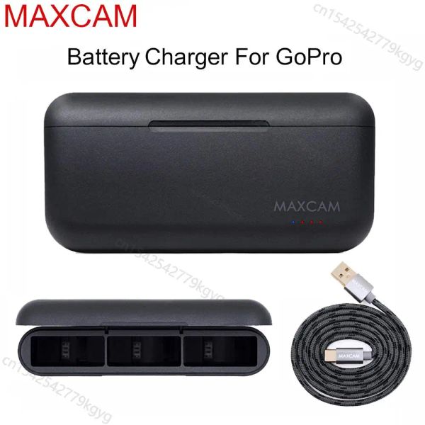 Cámaras Maxcam Batería Caja de cargador de cargador recargable Case de almacenamiento de baterías Soporte 3 baterías para GoPro Hero 9 10 8 7 6 5 Cámara