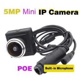 Cameras Mini 5MP POE Audio HD H.265 P2P 1,7 mm grand angle Fisheye Lens CCTV Sécurité Porte de Porade Porte oculaire Porte Puphole Caméra DC 12V