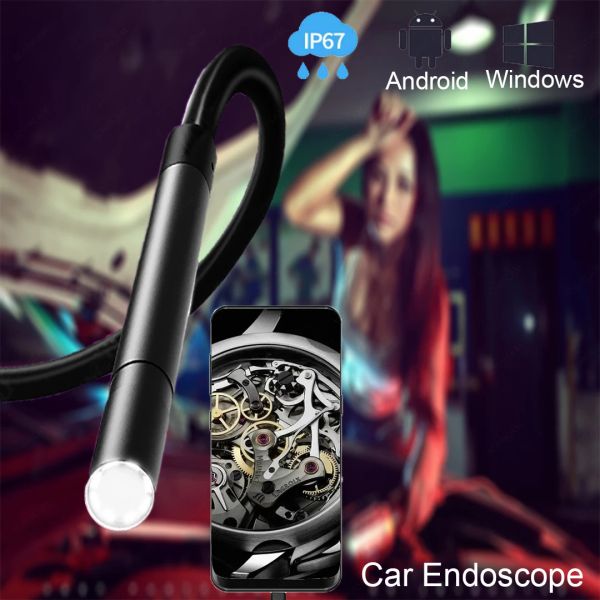 Caméras Mini Camera 5,5 mm 7 mm 8 mm Caméra Endoscope USBC avec des lumières LED pour un ordinateur portable Android Endoscope filaire