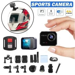 Cameras Mini Portable Action Camera 4K 60fps Ultra HD V8 16MP WiFi 145 ° 10m Body Imperproof Casque Video Recording Caméras Sports DV CAM