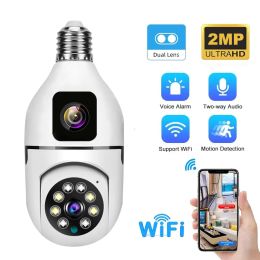 Camera's Mini WiFi Dual Lens Camera 1080p Nacht Visie E27 BULB 360 ° Indoor Wireless IP Camera Baby Monitor V380 CCTV Beveiligingsbeveiliging