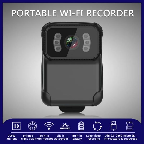 Cámaras Mini Wifi Recorder impermeabilizando Camera de videos Camera de video Camera de grabación inalámbrica 1080p Soporte de visión nocturna Wifi Hotspot