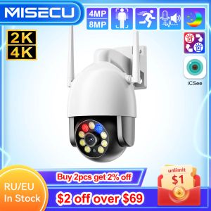 Camera's Misecu 2K 4K WiFi PTZ Camera Outdoor Street Wireless Camera 4mp 8mp Night Vision Two Way Communication Auto Track Home Security