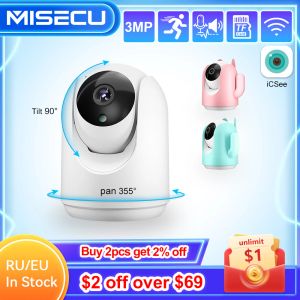 Cámaras MISECU FHD 3MP WiFi Wireless PTZ Camera Seguimiento automático Detect Detect Smart Home Security Video Onvif Indoor Baby Monitor