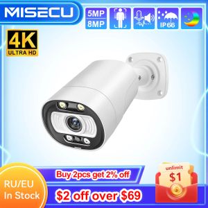 Camera's Misecu H.265 4K AI POE CAMERA 5MP 8MP TWOWAY Communicatie Human Detect Outdoor Camera voor CCTV System Surveillance System