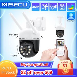 Cámaras MISECU PTZ Wifi IP Dome Speed 3MP Cámara al aire libre P2P P2P Vigilancia inalámbrica Securiencia CCTV Camera AI Auto Seguimiento automático