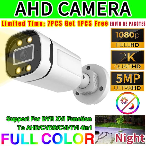 Cameras Nouveau 5MP 24h Vision nocturne en pleine couleur CCTV CAMIS AHD 1080P 4MP HD 4Array Luminal LED numérique H265 Street extérieur IP66 IP66