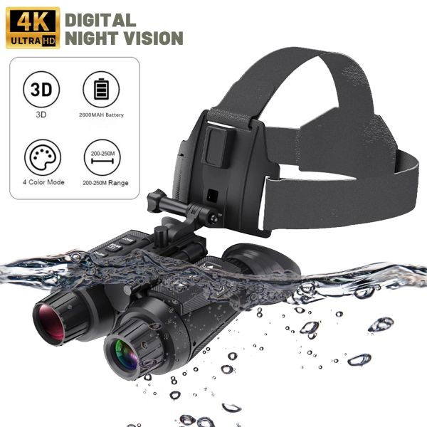 Caméras Nouvelles jumelles de nuit de caméra infrarouge numérique 8x Enregistrement vidéo 250300m 7 Gear IR Casque de chasse de chasse de chasse