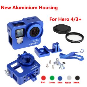 Cameras New Go Pro Hero 4 3+ Accessoire de caméra Aluminium Cadre de boîtier en aluminium Cadre de protection en alliage + Filtre UV pour GoPro 4 Hero4 Hero3 +