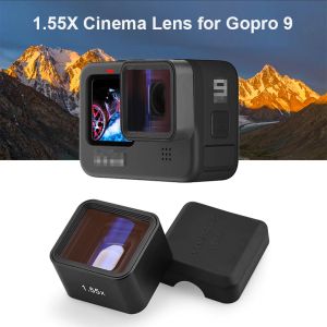 Cameras New HD 1.55x Cinema Lens for GoPro9 Hero 9 Sports Caméra Widescreen Blued Blue Light Anamorphic Lens for GoPro 9 Accessoires