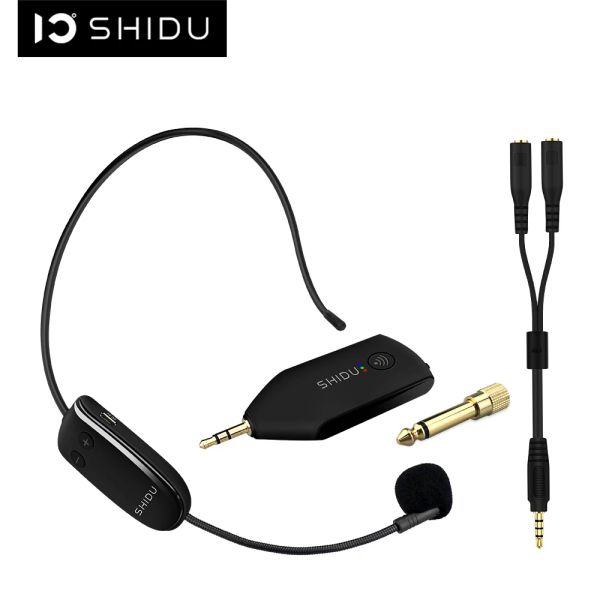 Caméras Nouvelles casques de microphone Shidu UHF Microphone Système de micro portable Portable 3,5 / 6,5 mm Récepteur de bouchons pour les haut-parleurs de l'amplificateur vocal U8