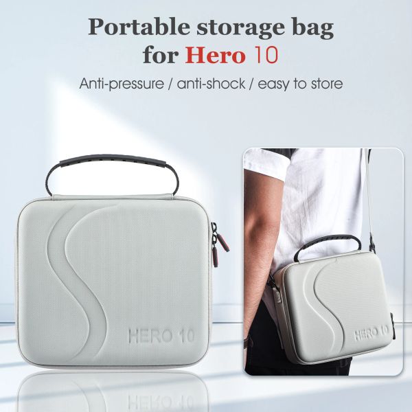 Caméras Nouvelles sacs de sac de rangement pour GoPro Hero 10 9 Sac à main portable Grey Sacs d'épaule étanche Bas Pro 9 10 Accessoire