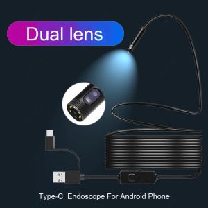 Caméras Endoscope à double objectif plus récent 2MP 1080p HD pour USBC Android Phone Endoscope Camera 8 mm Tête imperméable avec un colore léger