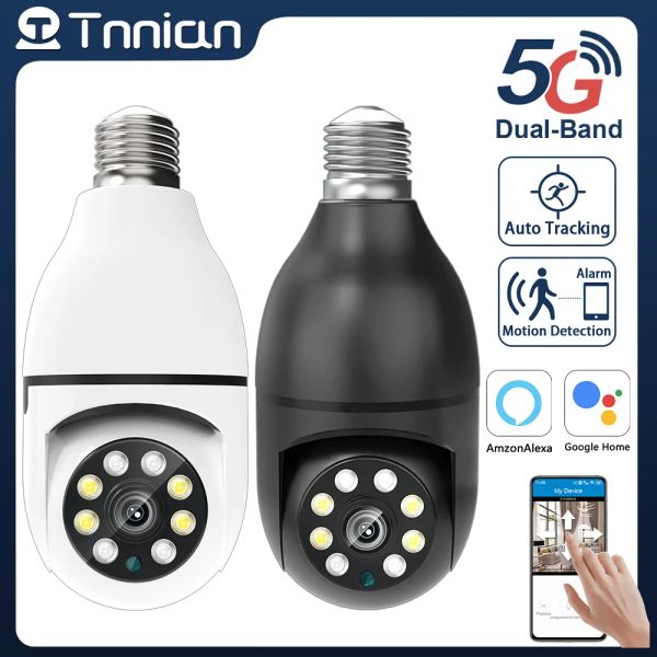 Cameras Nian 3MP WiFi E27 Bulbe IP Camera 360 PTZ Suivi automatique True Wireless Lamps de surveillance Caméra 20m Vision nocturne complète