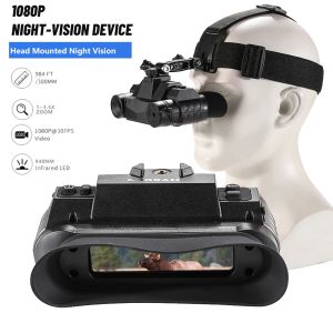 Cameras NVGG1 Vision nocturne montée tête Goggles 1x Optical Extra large View Covert 940NM IR FHD CamCrorder Digital Hunting Night Vision