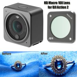 Cameras Obiektyw HD Makro 10x do Dji Action 2 Rama Aluminiowa Szklana Soczewka Optyczna Filtr Vlog Strzelanie do Osmo Action 2 Akcesoria