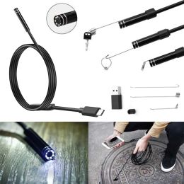 Cameras OD5.5 mm 6led Android USB Type C Endoscope Caméra 1m Snake Flexible Hard Wire USB Type C Tobinage d'étanché
