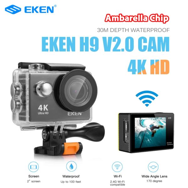 Cámaras Originales Eken H9R / H9 Ultra HD 4K Cámara de acción de 30m Pantalla de 2.0 pulgadas bajo agua de 2.0 pulgadas 1080p Sport Camera Go Extreme Pro Cam