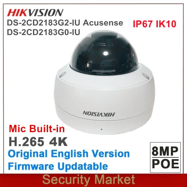 Cameras Hikvision 8MP DS2CD2183G2IU ACUSENSE 4K WDR IP IR POE SECURITY DOME NETTOWN VANDAL SURVEILLANCE CAME BUILDIN Mic