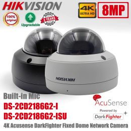 Camera's Originele Hikvision DS2CD2186G2ISU DS2CD2186G2I 8MP 4K POE IR IP67 IP67 IK10 Darkfighter Acusense Dome CCTV Camera Builtin Mic