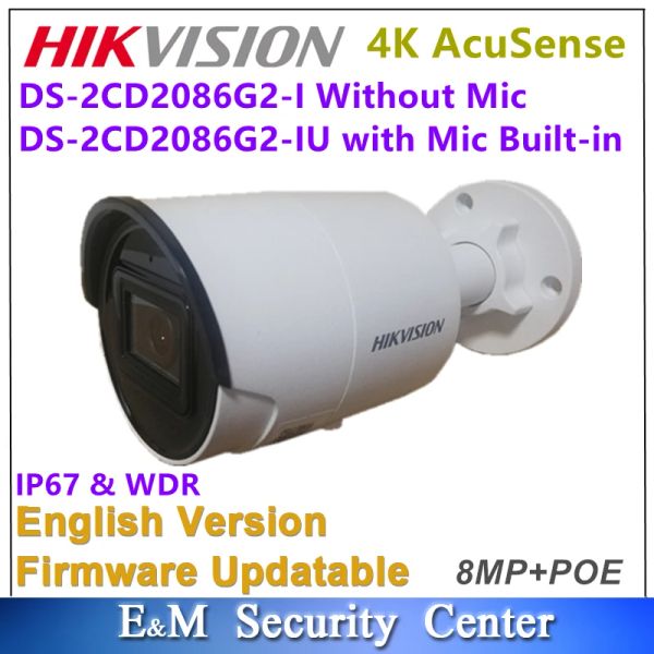 Cámaras Originales International HikVision Acusense DS2CD2086G2IU 4K POE 8MP Cámara de vigilancia de seguridad de red de mini balas fijo