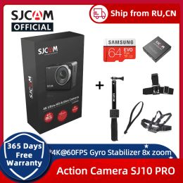 Cameras Original SJCAM SJ10 Pro Black Imperproof Action Camera 4K Ultra HD Vidéo 12MP Photos 1080p Streaming en direct SJ10PRO Sports Camerie