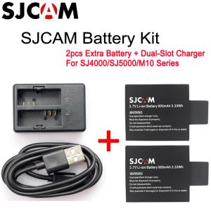 Camera's Originele SJCAM SJ4000 -batterij 900 mAh en dubbele oplader compatibel voor SJCAM SJ4000 SJ5000 M10 -serie Actiecamera's