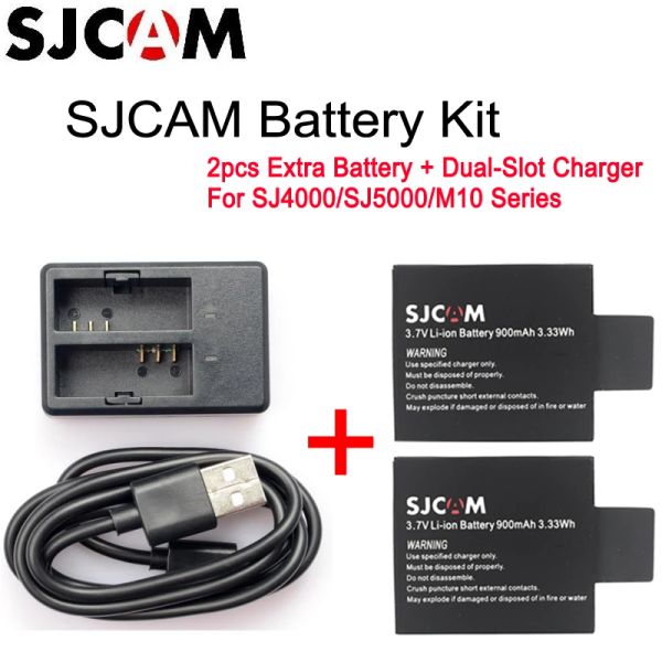 Cámaras originales sjcam sj4000 batería 900mAh y doble cargador compatible para sjcam sj4000 sj5000 m10 m1 cámaras de acción