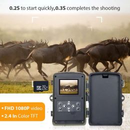 Cameras Outdoor HC801A 20MP HD 1080p Trail Hunting Camera Noust Button Wildlife Vision Vision Visionneuse Tiche de surveillance