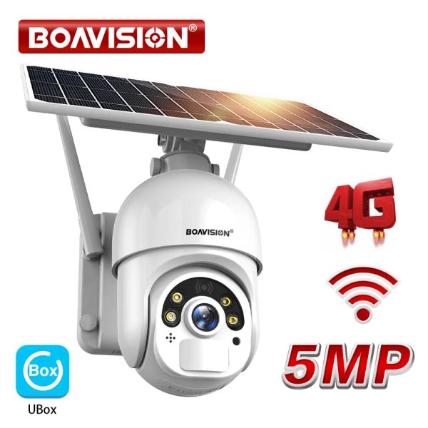 Cameras Outdoor HD 3MP 5MP 4G SIM Carte SIM / WiFi Solar Panel Camera PTZ PTZ CAME DE SÉCURITÉ DE COURSE DE COULEUR DE COULEUR DE COULEUR DE COULEUR PLUSEMENT