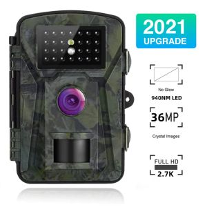 Cámaras Cámara de sendero de caza al aire libre 36MP 2.7K Detector de animales salvajes HD Monitoreo impermeable Infrarroja Visión Noche Visor Trap