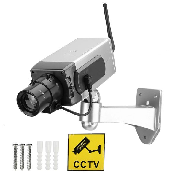 Cameras Simulation de puissance intérieure extérieure Faux de caméra Fake Camera Sécurité CCTV LED clignotant Lumière argent