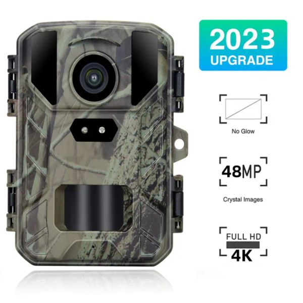 Cámaras Infrarrojo al aire libre Cámara de arction de bajo brillo 4K 48MP Mini Trail Game Night Vision Camera de caza impermeable Cam Cam Wild Photo Cam