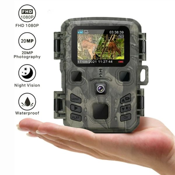 Cameras Outdoor Mini Trail Camera 4K HD 20MP 1080P Infrarouge Vision Night Motion Activé de chasse Activé de chasse IP66 Cam sauvage imperméable